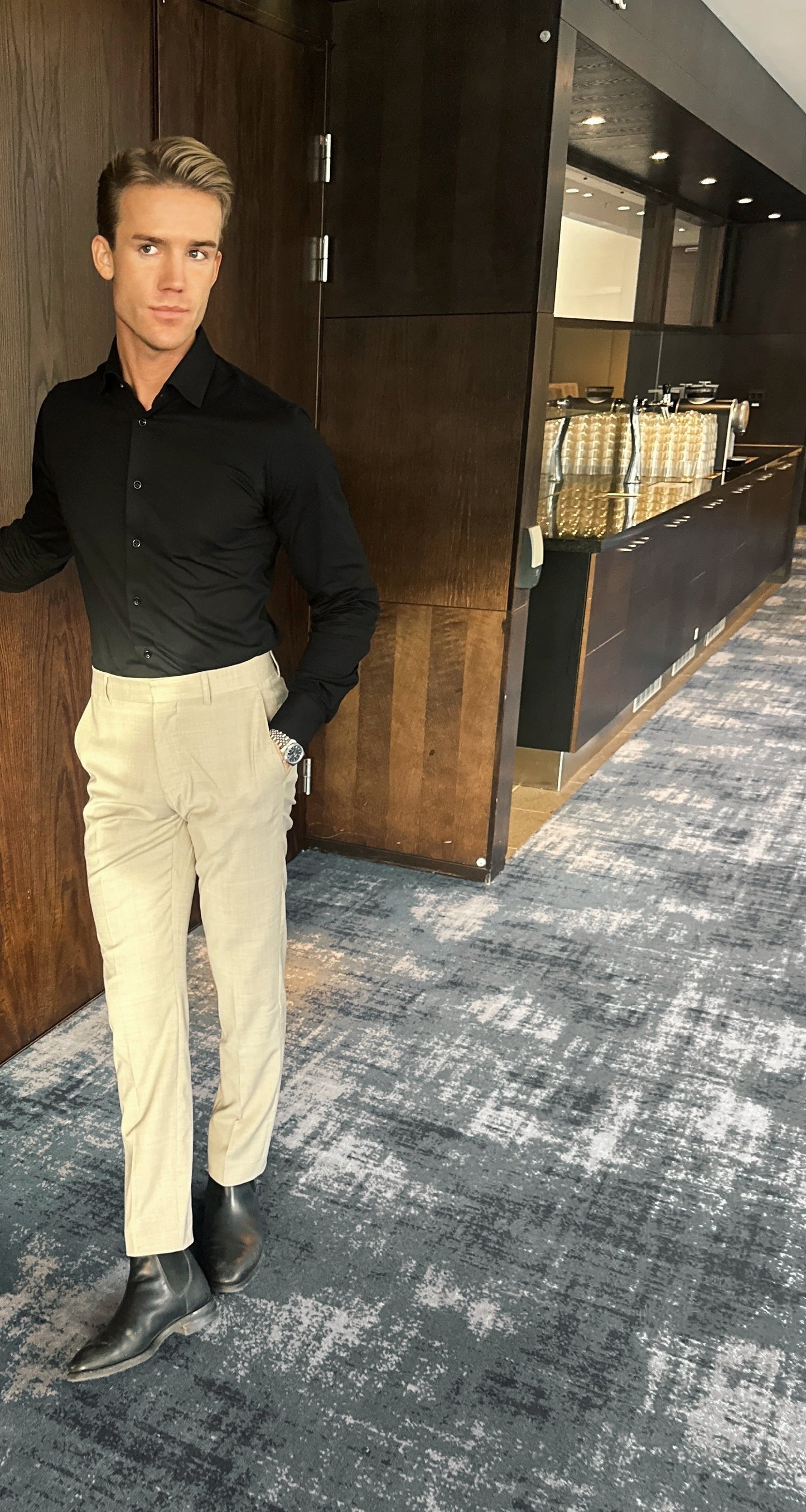 Strykfri Regular Svart